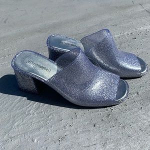 Jeffrey Campbell glitter jelly mule